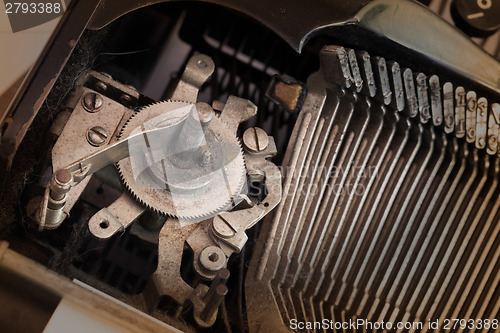 Image of Close up of a dirty vintage typewriter