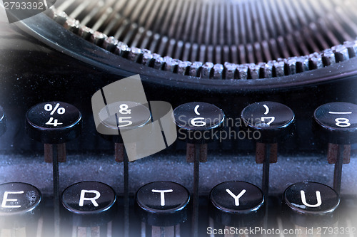 Image of Close up of a dirty vintage typewriter