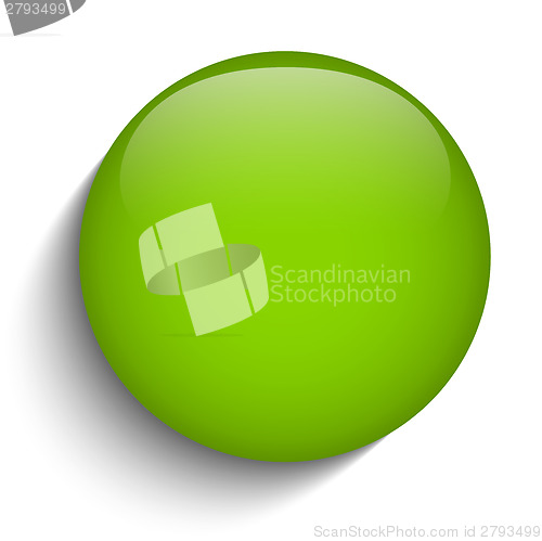 Image of Green Glass Circle Button on White Background