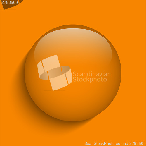 Image of Orange Glass Circle Button on Orange Background