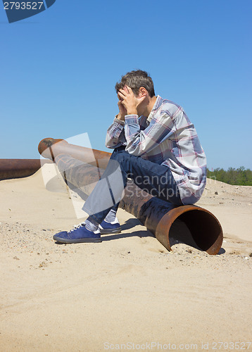 Image of Lonely young man, suffering from depression