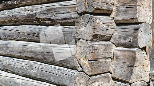 Image of Angle old log home, close up