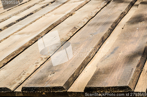 Image of Roof farmhouse dwelling hewn planks close up