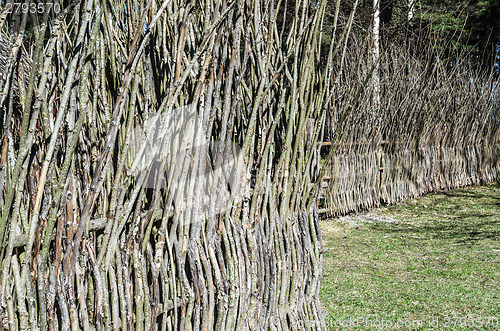 Image of Fence from the weaved branches, a close up
