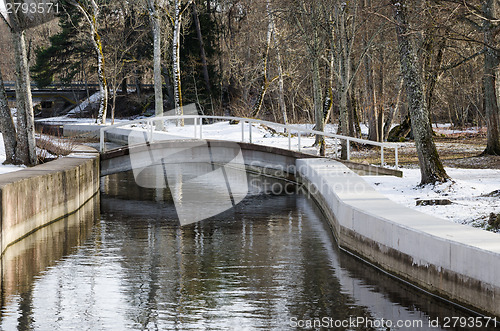 Image of Bridge across the canal in the spring