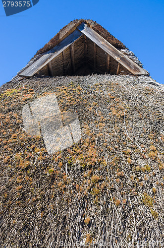 Image of The roof covered with straw, close-up  