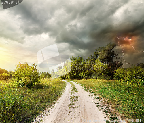 Image of Country road and thunderstorm