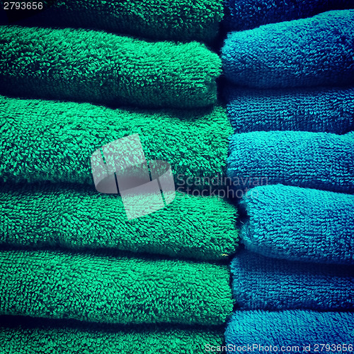 Image of Green and blue towels