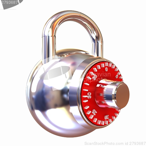 Image of Illustration of security concept with chrome locked combination 