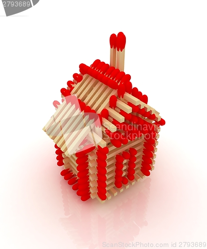 Image of Log house from matches pattern