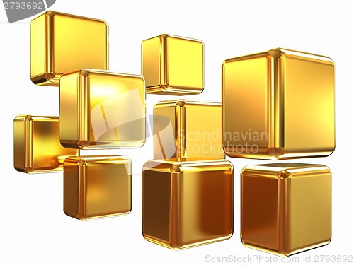 Image of 3d abstract gold cubs 