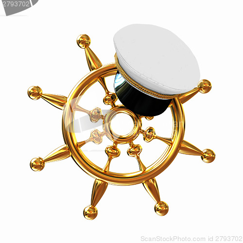 Image of Marine cap on gold marine steering wheel 