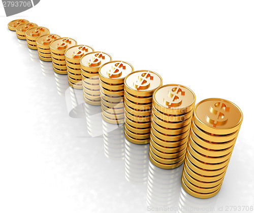 Image of Gold dollar coin stack