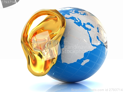 Image of Ear gold 3d on earth