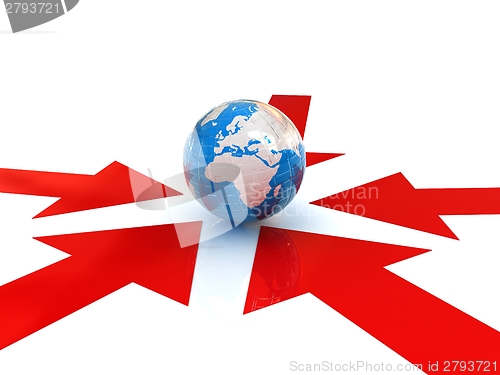 Image of arrows way and earth 