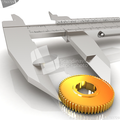 Image of Vernier caliper measures the cogwheel 