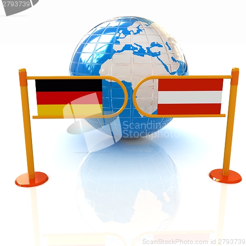 Image of Three-dimensional image of the turnstile and flags of Germany an