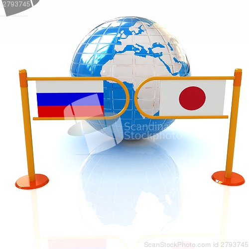 Image of Three-dimensional image of the turnstile and flags of Japanese a