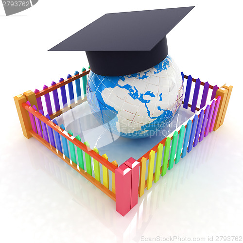 Image of Global education concept in closed colorfull fence. Concept educ