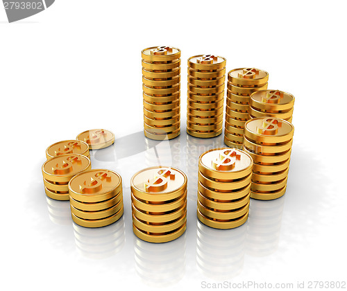 Image of Gold dollar coin stack