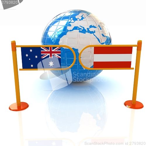 Image of Three-dimensional image of the turnstile and flags of Australia 