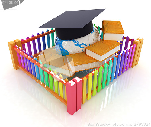 Image of Global education concept in closed colorfull fence. Concept educ
