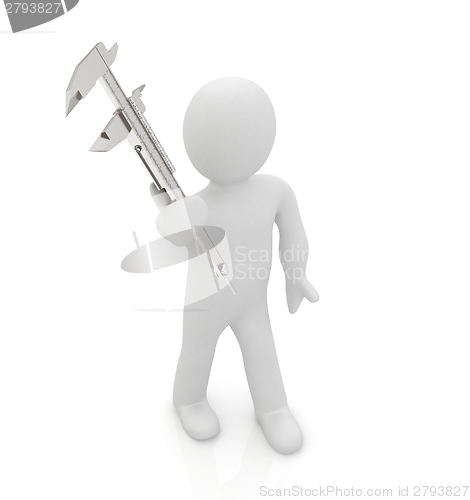 Image of 3d man with vernier caliper 