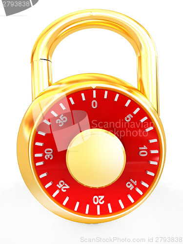 Image of Illustration of security concept with metal locked combination p