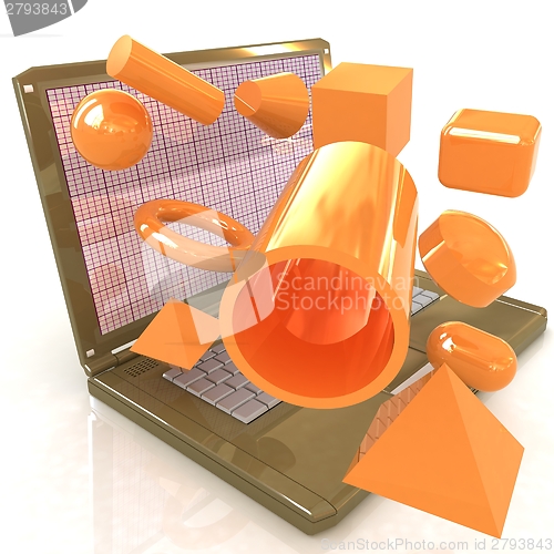 Image of Powerful laptop specially for 3d graphics and software 
