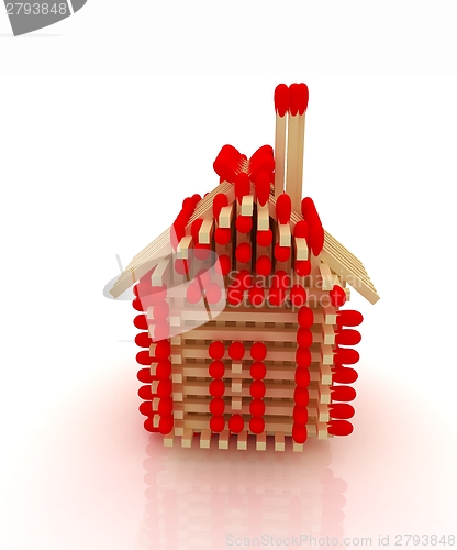 Image of Log house from matches pattern