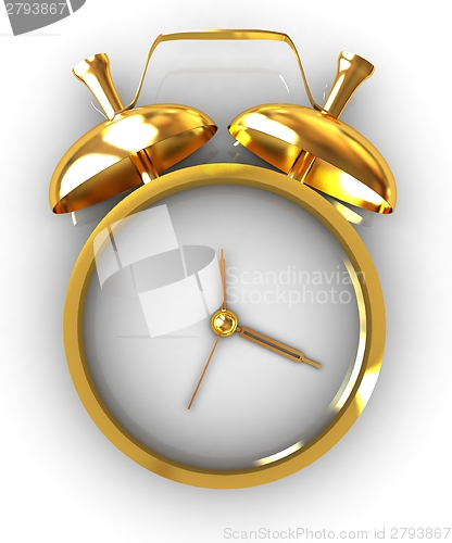 Image of 3D illustration of gold alarm clock icon