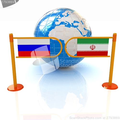 Image of Three-dimensional image of the turnstile and flags of Russia and