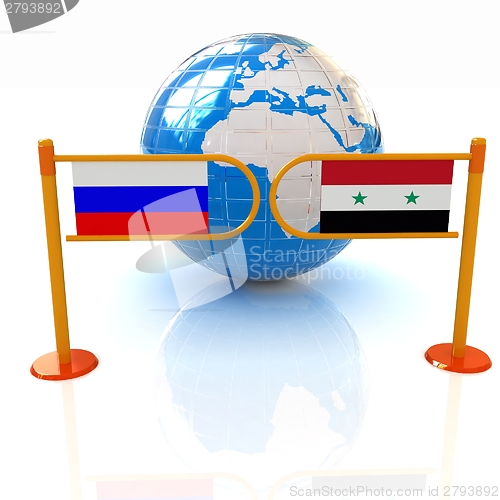 Image of Three-dimensional image of the turnstile and flags of Russia and