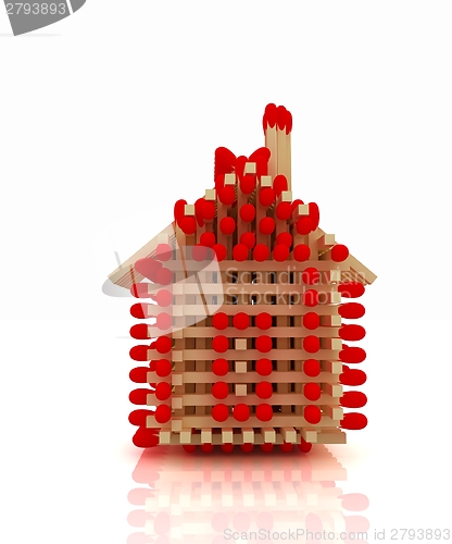 Image of Log house from matches pattern