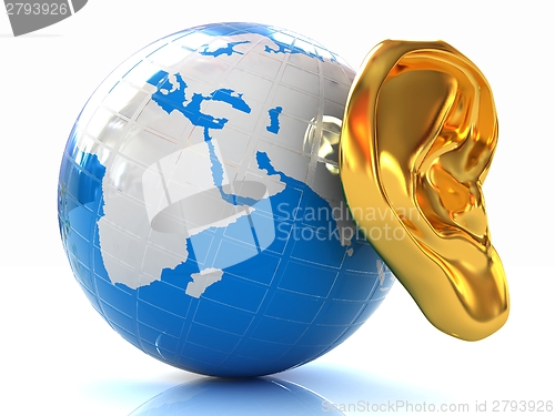 Image of Ear gold 3d on earth