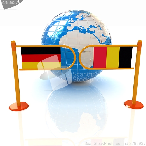 Image of Three-dimensional image of the turnstile and flags of Germany an