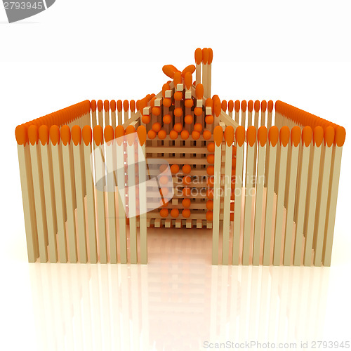 Image of Log house from matches pattern