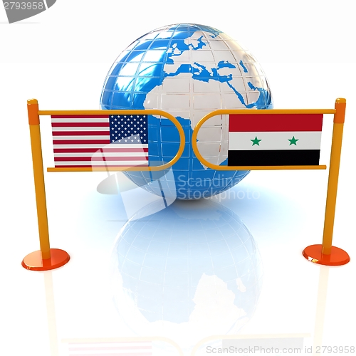 Image of Three-dimensional image of the turnstile and flags of USA and Sy