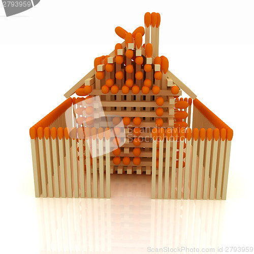 Image of Log house from matches pattern