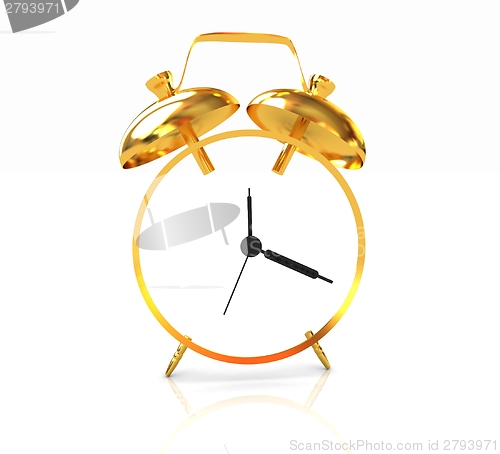 Image of 3D illustration of gold alarm clock icon