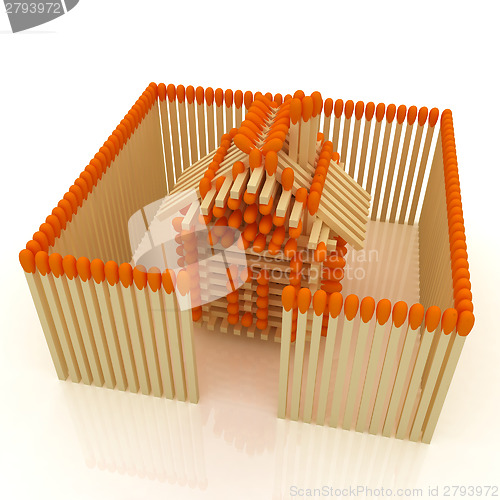 Image of Log house from matches pattern