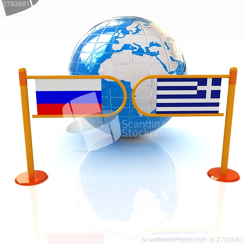 Image of Three-dimensional image of the turnstile and flags of Russia and