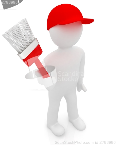 Image of 3d man with paint brush 