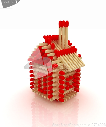 Image of Log house from matches pattern