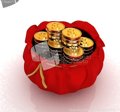 Image of Bag and dollar coins 