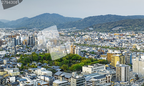 Image of Sunset over Kyoto City in Japan. 