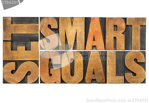 Image of set smart goals in wood type