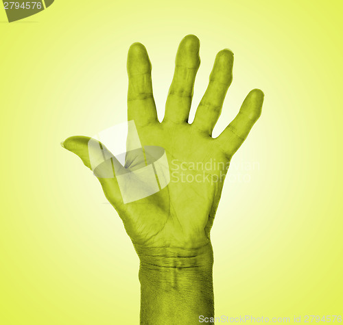 Image of Hand symbol, saying five, saying hello or saying stop