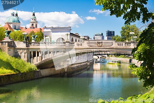 Image of Dragon bridge in Ljubljana, Slovenia, Europe.