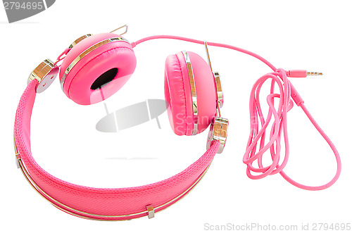 Image of Vivid pink colorful wired headphones